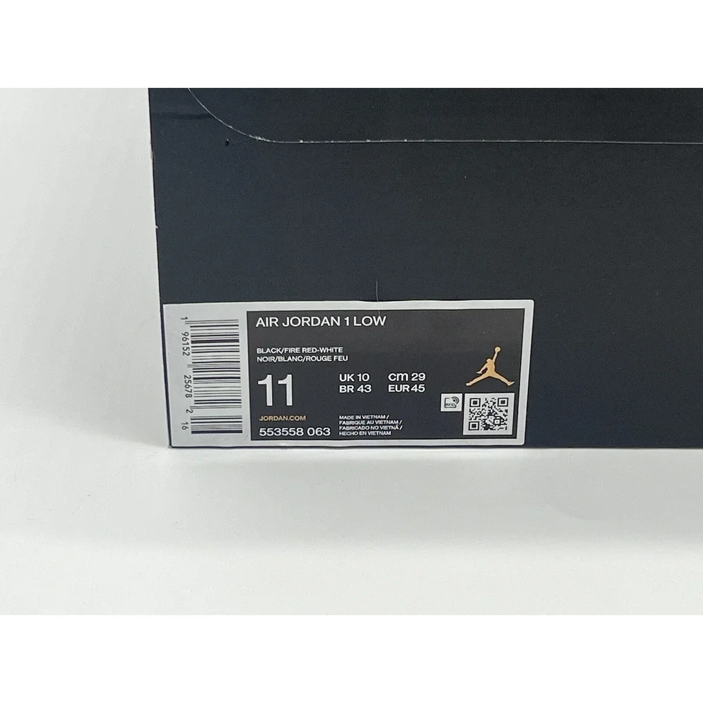 Size 11 - Jordan 1 Low White Toe 2022 553558-063 *COMPLETE BOX* New!